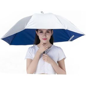 Umbrella Hat for Adult, 36.2" Diameter Fishing Umbrella Hat Folding Adjustable Sun Rain Cap, Oversize Waterproof UV Protection Fishing Headwear for Outdoor Party Beach Hiking (B)