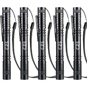 CZS LED Flashlight Penlight 1000 Lumens Battery-Powered Handheld Pen Light Pocket Torch Powered by 2AAA Battery,5 PCS (Battery Not Included)