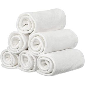 Bamboo Microfiber Inserts Liners for Adults Cloth Diapers for Incontinence Care, 4-Layer Washable Reusable Large Absorbent (6 Pieces)
