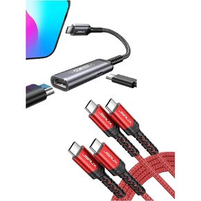 JSAUX 100W USB C Cable & USB C Digital AV 2-in-1 HDMI Adapter