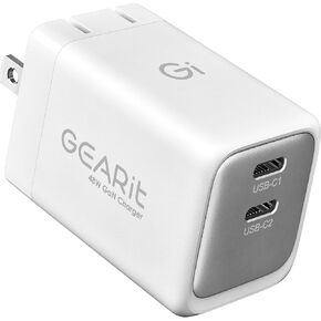 GEARit Compatible with Apple, Samsung, iPhone, iPad & Google Pixel | 48W USB C Charger Block | Fast Charging 2-Port GaN Wall Charger with PD 3.0 & PPS | Dual Port Fast Charger USB Type C - White