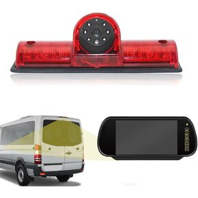 1280*720 pixel Third Roof Brake Lamp Car Backup Camera replacement for Nissan NV1500/2500/3500 S SV SL Cargo Vans Transporter 2011-2021 Waterproof Night Vision Reverse Parking+7" inch TFT LCD Mirror