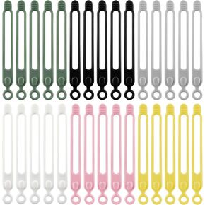 Lilaly 30 Pcs Silicone Cable Ties Versatile Silicone Cord Organizer Straps Reusable Cute Silicone Cable Straps Thread Organizer