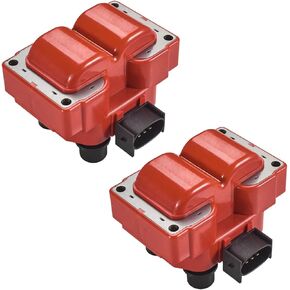 ENA Set of 2 Red Ignition Coil Pack Compatible with Ford Lincoln Mazda Mercury F150 F250 E150 Escort Explorer Mustang Ranger Town Car Expedition Mark B2300 B2500 Tracer Cougar Replacement for FD487