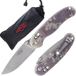 Firebird GANZO Folding Pocket Knife FB727S-GY 440C Stainless Steel Blade G10 Anti-Slip Handle with Clip Hunting Fishing Camping Gear Outdoor Folder EDC Pocket Knife (Gray)