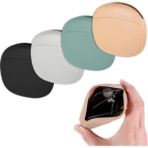 Silicone Headphone Case, 4 Pcs Small Data Cable Organizer Portable Mini Earbuds Case Soft Silicone Wired Headphone Pouch for Earphone, Earplug, Key, Small Items (Grey, Black, Green, Caramel)