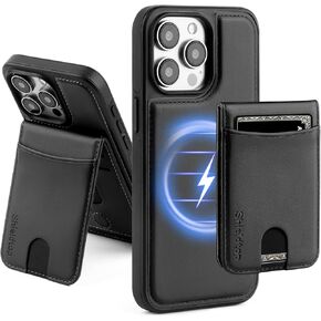 Compatible with Magsafe 2 in 1 Detachable for iPhone 15 Pro Wallet Case with Card Holder Women Men,Magnetic PU Leather RFID Blocking Flip Kickstand Credit Slots,for Apple 15 Pro,Black