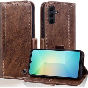 Wallet Case for Samsung Galaxy A26 5G 6.7" with RFID Blocking Credit Card Holder, PU Leather Folio Flip Kickstand Protective Shockproof Cover Women Men for Galaxy A26 5G Phone Case - Brown