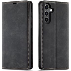 QLTYPRI Case for Samsung Galaxy S25 Ultra, Premium PU Leather Cover TPU Bumper with Card Holder Kickstand Hidden Magnetic Adsorption Shockproof Flip Wallet Case for Samsung Galaxy S25 Ultra - Brown