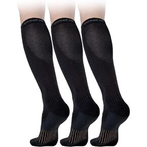 Copper Fit® Energy Compression Socks (3 Pack) | Easy On, Off | Circulation & Swelling Relief | Ideal for Travel, Nurses, Running, & Recovery | Men & Women