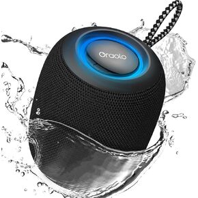 Oraolo Portable Bluetooth Speakers, IPX7 Waterproof Portable Speaker with 15W Immersive Audio, 30H Playtime, LED Light, Bluetooth 5.3, Support TWS, Wireless Speakers for Outdoor Camping Home