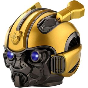 Bumblebee Helmet Bluetooth Portable Speaker with 360° Stereo Sound, 6-Hour Playtime, Blue-Eyes Light Effect, Micro SD Card Slot, Dual Speakers