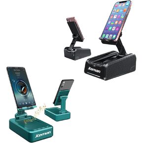 JTEMAN Cell Phone Stand with Wireless Bluetooth Speakers,HD Sound and Bass Bluetooth Speaker Compatible with All Mobile Phones