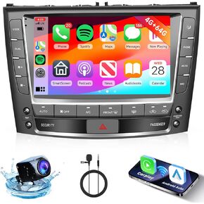 [2G+64G] Android Car Stereo for Lexus IS250 IS300 IS350 2006-2012 Radio Carplay Wireless Android Auto, Hodozzy 9 inch Touch Screen with GPS/WiFi/Bluetooth, FM RDS, Mirror Link, Backup Camera