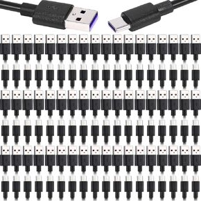 Kanayu 50 Pack USB Type C Cable Bulk, 3.3 ft Black Fast Charging Cable 3A Charge Cord Compatible with Android Phones and Tablets