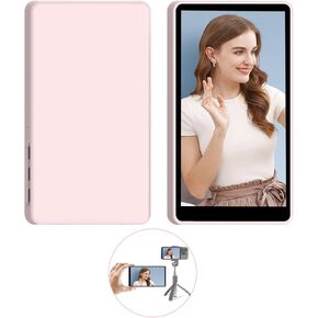 CP5 Magnetic Phone Vlog Touch Screen Selfie Monitor,5" FHD 1080P Wireless Recording, Using Phone Rear Camera for Selfie Vlog Live Stream TikTok, Compatible with iPhone/Android-Pink Case