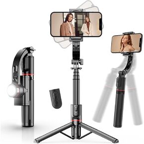Gimbal Stabilizer for Smartphone, Phone Gimbal with Remote 1-Axis Auto Balance Selfie Stick Phone Stabilizer for Video Recording Group Selfies Live Streaming Compatible with iPhone/Android