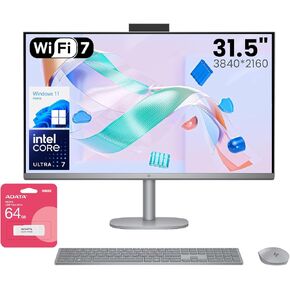 HP OmniStudio X 32 AI All-in-One Desktop, 31.5" UHD 3840 * 2160 550 nits IPS, Intel Ultra 7 155H, 64GB DDR5, 2TB SSD, Wi-Fi 7, Wireless KB&M, 5MP Camera, Bundle with Adata UC310 64GB USB Flash Drive