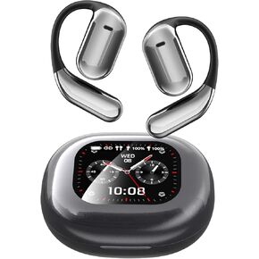 Intelligent Touch Screen Open Ear Earbuds Ultra Comfort Bluetooth 5.4 Bone Conduction Headphones Over The Earbuds with Ear Hooks IPX7 Waterproof for Running Fitness Sport Workouts,Grey7