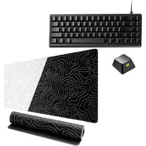 HITIME x XVX M67 60% Keyboard USB Wired Gaming Keyboard and Black and White Topographic Map Mouse Pad