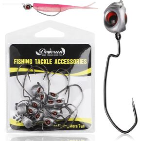 Dovesun Swimbait Jig Head 12pcs Ned Rig Jig Heads Heads Leedless Jig With 3/0 Texas Rig Hooks for Bass Fishing 1/8 1/5 1/4 3/8oz 4 أحجام مختلطة