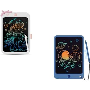 10 Inch LCD Writing Board for Kids,Drawing Pads with Lanyard(White+Navy)