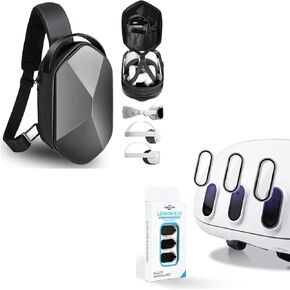 Travel Case and Camera Lens Protector Compatible with Meta Quest 3