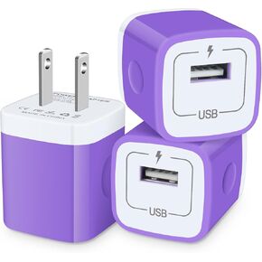 Android Charger, 3-Pack USB Wall Charger 1A/5V USB Charger Plug Single Port Charging Cube Box for iPhone 15 14 13 12 11, Samsung Galaxy A14 5G A54 A53 S23 Ultra 5G A13 A23 S22+ S21 FE S20 A03s A42 A73