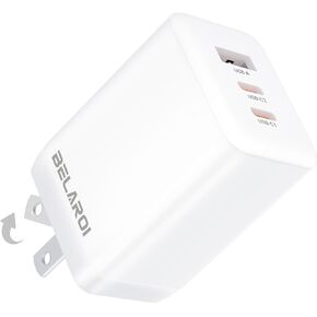 65W USB C Charger, GaN PPS Fast Compact Foldable Charger, 3 Ports Fast Wall Power Adapter for iPhone 16/15/14/13, iPad Pro, Galaxy S24/S2, Earphone, etc. (Black)