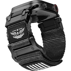 Rugged Nylon Bands Compatible with Apple Watch Ultra 2/1 Band 49mm 46mm 45mm 44mm 42mm For Men,Breathable Sport Loop Adjustable Strap for iWatch Ultra 2/Ultra Series 10 9 8 7 6 5 4 3 2 1 SE