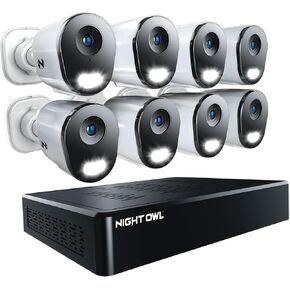 Night Owl 12 Channel NVR Security System with 2TB Hard Drive and 8 Wired IP 6K Deterrence Cameras