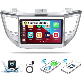 UNITOPSCI 4G+64G 8Core Android 13 Car Stereo for Hyundai Tucson 2015-2017 Wireless Apple CarPlay Android Auto 9" Touchscreen Bluetooth 5.0 GPS Navi DSP Mirror Link WiFi FM/RDS SWC+Backup Camera Mic