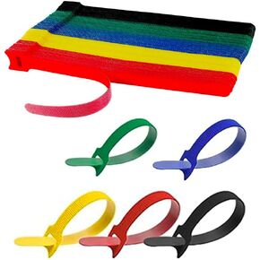 100 PCS ربط الخطاف متعدد الألوان وعلاقات كابل الحلقة ، طول 6 بوصات ، قفل قابل للتعديل ، إدارة الأسلاك ، أحزمة منظم الحبل