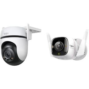TP-Link Tapo 360° 2K QHD Pan/Tilt Outdoor Security Camera Bundle with ColorPro 2K QHD Outdoor Wired Camera