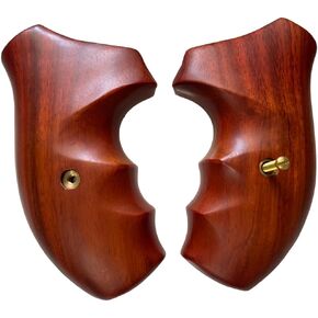 New| Smooth Hardwood Grips Compatible with Taurus Small Frame M85 605 850 851 905 941 .38 Special (Thai Handmade & Ship from Thailand), brown