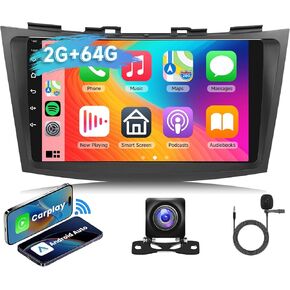 Car Radio for Suzuki Swift 2011-2017 2G 64G Android Car Stereo Carplay Wireless Android Auto, Hodozzy 9 inch Touch Screen with GPS/WiFi/Bluetooth, FM RDS, Mirror Link,Backup Camera