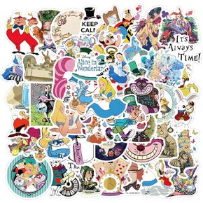 50Pcs Cartoon Alice in Wonderland Sticker, Cute Cartoon Movie Stickers for Water Bottles Tumbler Luggage Skateboard Bumper Scrapbook Mug, Sticker Gift for Kids Teens Adults (Alice in Wonderland)