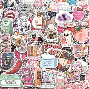 150 ملصقات كتاب لطيف لإكسسوارات Kindle Laptop Scrapbook ، صورة شارات مقاومة للماء من الفينيل المجسم لزجاجة المياه