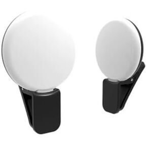 Rechargeable LED Selfie Ring Light, Clip-On Phone Light with 3 Modes, Beauty Fill Light for Photography (Black)