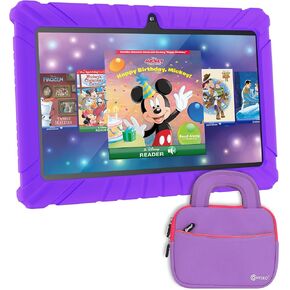 Contixo V8 Kids Tablet, 7' Purple, 2GB+32GB Android 11, 2MP Camera, 6hr Battery, Case & Sleeve Bag Bundle