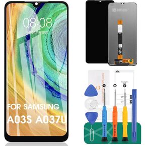 for Samsung Galaxy A03S LCD Screen Replacement Digitizer for SM-A037U Display Touch Screen Assembly Repair Parts (Not Fit for A037A A037W A037G A037F A037M) (Black LCD No Frame)