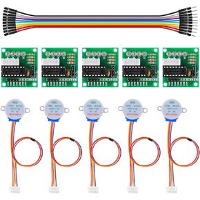5 Sets Stepper Motor Board - 28BYJ-48 ULN2003 5V Stepper Motor + ULN2003 Stepper Motor Driver Board Compatible with Arduino Raspberry Pi