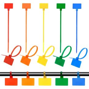 Mini Skater Nylon Cable Zip Ties Tags 4" Tiny Self-Locking Write-On Identify Cord Tabs Cable Label Marker Ties for Office Home Identification and Organization, 50 Pack (Multicolor)