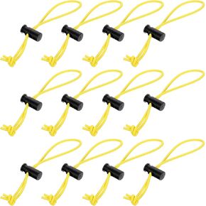 12 Pcs Adjustable Cable Strap Toggle Tie Multipurpose Extra Thick Elastic Cable Tie and Organizer Securing Canopies Tarps Shades Cables Suitable for Home Office Kitchen Bedroom (Yellow (6.3 Inch))