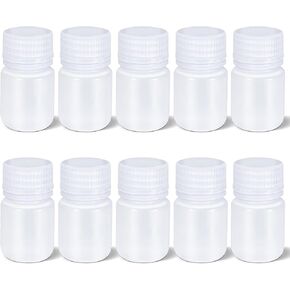 20Pcs Clear Pill Bottle, Plastic Reagent Bottle, 1oz Laboratory Grade Polypropylene Wide Mouth with Screw Cap, Plastic Sample Bottles for Classrooms or Storage at Home