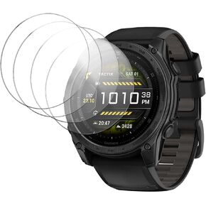 4 Pack Screen Protector for Garmin tactix 8 51mm, 9H Hardness Tempered Glass for Garmin tactix 8 51mm, 2.5D Round Edge,Anti-Scratch, Bubble Free, HD Clarity