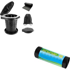 Retractable Portable Toilet + 25 PCS Toilet Waste Bags