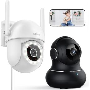 litokam 2.5K Security Camera Outdoor, 2.4G Wi-Fi Camera for Home Security Outdoor with AI Motion Detection, 360° PTZ Surveillance IP Home Camera Outside with Color Night Vision, Siren & 2-Way Talk