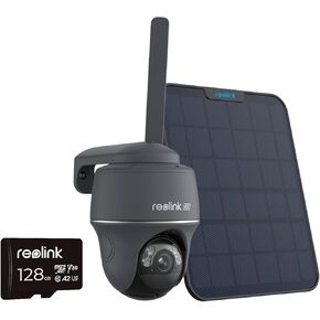 REOLINK Go PT Ultra-Grey 4G LTE 4K Cellular Security Camera Wireless Outdoor, 4K Live Streaming, Solar Powered, Color Night Vision, Include SD Card (128GB), Local Storage