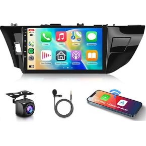 Car Radio Stereo with HiFi Audio for Toyota Corolla 2014-2017 with Wireless CarPlay/Android Auto, 10.1 Inch HD Touch Screen Android 13 Head Unit GPS WiFi Bluetooth FM/RDS EQ HD Backup Camera